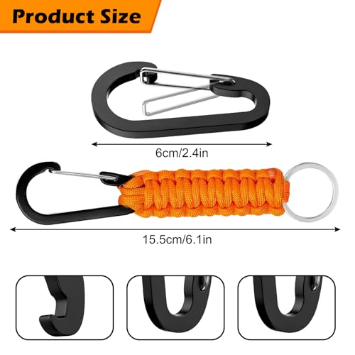 mvorry 4 Stück Schlüsselanhänger Paracord, Paracord-Karabiner, Karabiner Schlüsselanhänger, Geflochtenes Lanyard für Camping Wandern Outdoor & Alltag