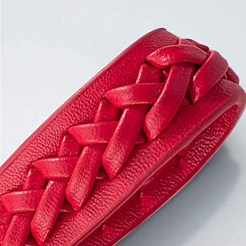 Wasben Red Color Car Logo Keychain Leather Braided Weave Key Lanyard Key Ring Car Accessories (Fit Tesla) #TOP1