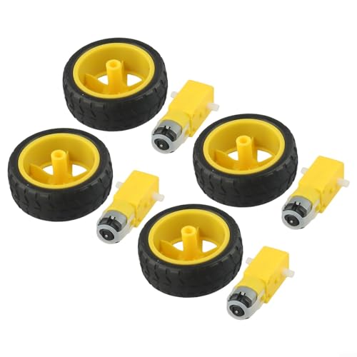 Besttoolifes DIY Robot Car Wheel and Motor Kit, 4 Sets Plastic Tire with 3V-6V DC Gear Motors, 1: Stem for Arduino Ratio Competitions for Plus Projects, Robótica 48 Reducción Educativa