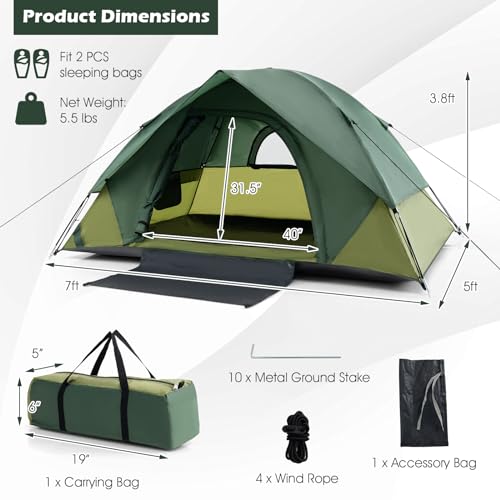 Carpa para camping Tangkula 2 personas portátil con cubierta impermeable miniatura 5