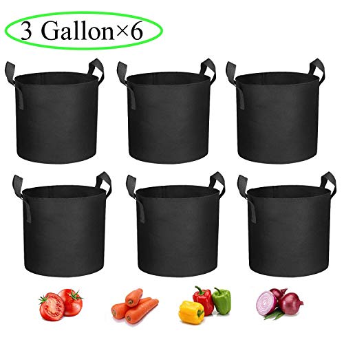 6 Pack Potato Grow Bags, 3 Gallon Heavy Duty Nonwoven Fabric Plants Pots