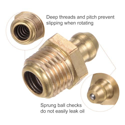 Image of HARFINGTON 15pcs Brass Straight Grease Fitting M10x1mm Metric Thread Hydraulic Grease Nipple Accessories for Car