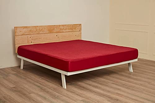 Image of Plush Living Water Proof Terry Cotton Mattress Protector 75 inchx60 inch - Queen, Maroon