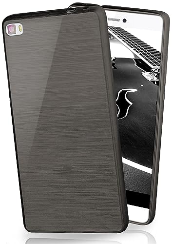 moex Cover in Silicone Compatibile con Huawei P8 Lite 2015 | Effetto Alluminio Spazzolato, Nero