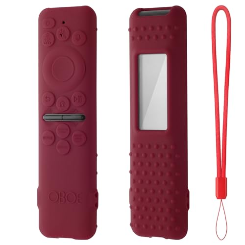 Image of Oboe Silicone Tv Remote Cover Compatible with Samsung Smart Tv Remote 2025 Model TM2360 E Key Cover Protective Case with Lanyard (L-Wine Red) [Remote NOT Included]