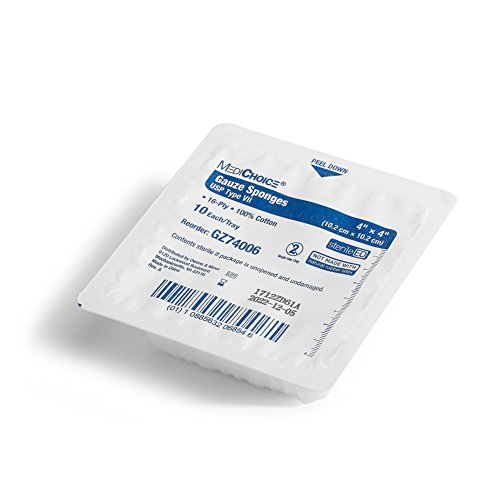 MediChoice Gauze Sponge, 16-Ply, USP Type VII, Sterile, 4x4 Inch, White, 1314GZ74006 (Case of 128) miniatura 1