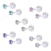 ZS 10-12Pcs 16G Clear Bioflex CZ Stone Labret Monroe Lip Ring Helix Tragus Cartilage Earrings Stud Piercing