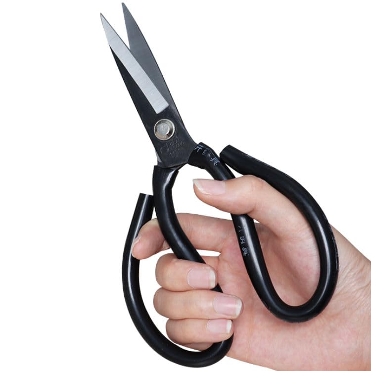 Image of Professional 8 Inch Multipurpose Garden Scissor with Non-Slip Black Rubber Handle | Carbon Steel Sharp Blades for Gardening, Tailoring, Leather Cutting, Fabric, Pruning & Household Use