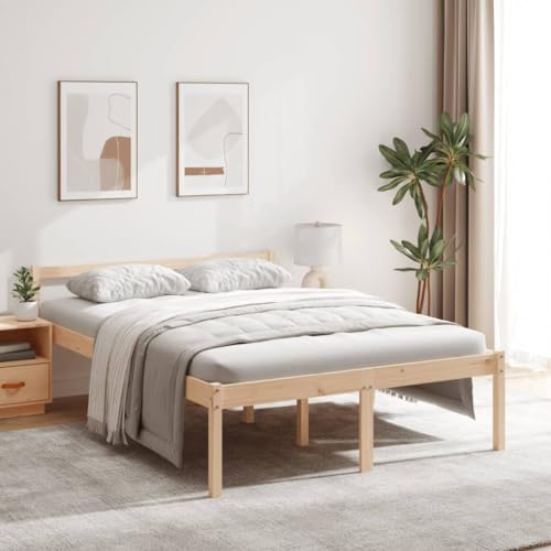 Somier Clásico Camas Individuales Fácil de Montar Cama para Personas Mayores Madera Maciza de Pino 135x190 cmAdecuado para dormitorios, dormitorios, Pisos
