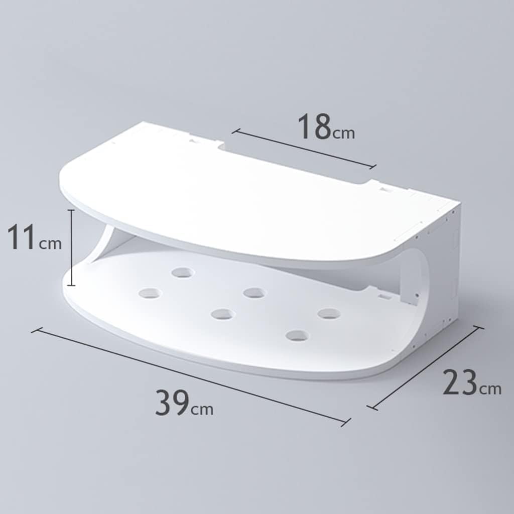 Storage Racks Wireless WiFi Router Shelf Storage Bracket Punch-Free Wireless Router Storage Box Shielding Box Wall Hanging Decoration, 39*23*11cm, White