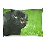 InterestPrint Custom Black Funny Pug Dog Rectangle Pillowcase Standard Size 20