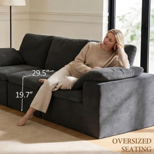 Image of 108 inch Sectional Cloud Couches for Living Room, Boneless Modular Sofa