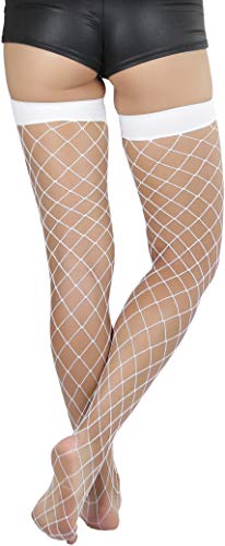 Image of ToBeInStyle Women's Diamond Large and Fine Fence Net Fishnet Nylon Thigh High