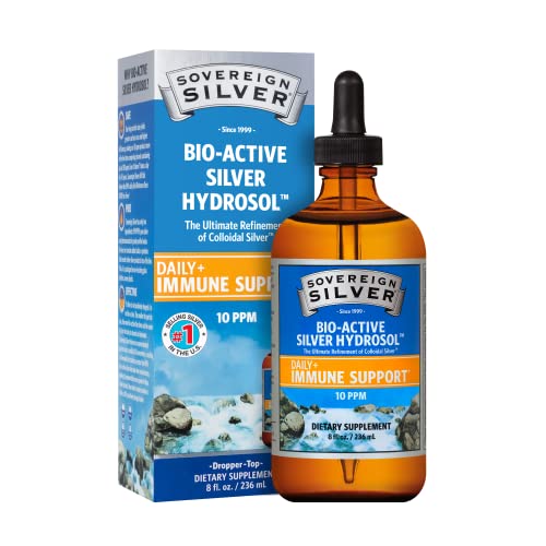 Image of Sovereign Silver Bio-Active Silver Hydrosol for Immune Support, Colloidal-Silver Liquid, 10 ppm, 8oz (236mL) Dropper
