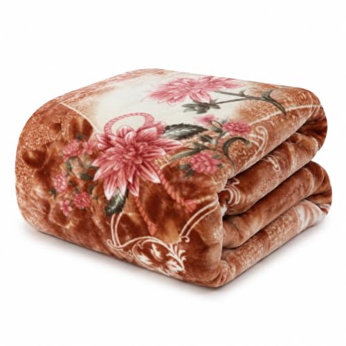 Image of Signature Special Limited Edition Super Soft Double Layered Blanket - 1100 GSM Winter Luxury - Reversible, Ultra Warm & Plush - King & Single Bed (Dahlia Garden, Double)