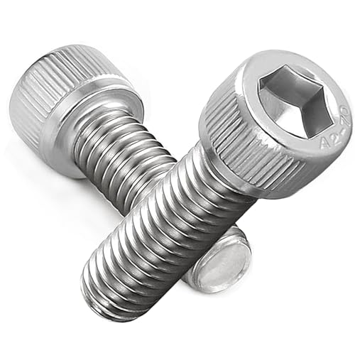 AMLOOPH M6 Screws, M6 X 20mm Allen Socket Head Cap Screws/Bolts - 6mm Diameter Fully Threaded M6 Bolts 20mm A2 Stainless Steel Long Hex Socket Bolt Coarse (Pack Of 20）