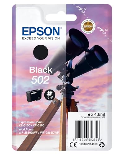 Epson 502 Jumelles Noir, Cartouche d'encre d'origine, XP-5100 XP-5105 XP-5150 XP-5155 WF-2860DWF WF-2865DWF WF-2880 WF-2885