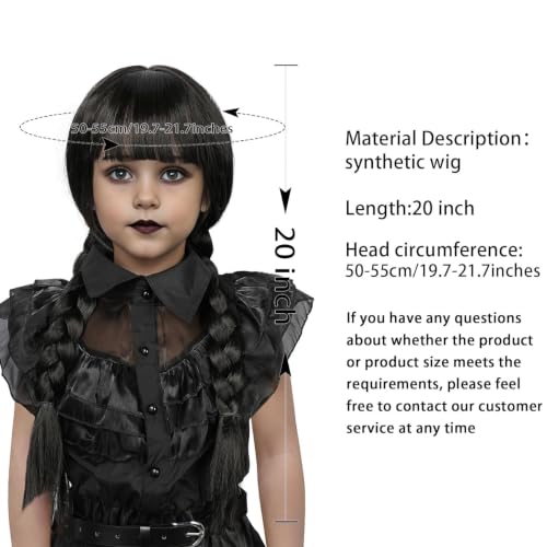 MUPUL Long Braid Wig With Bangs Black Girls Halloween costume Wigs Kids by MUPUL - Used condition - Image 8