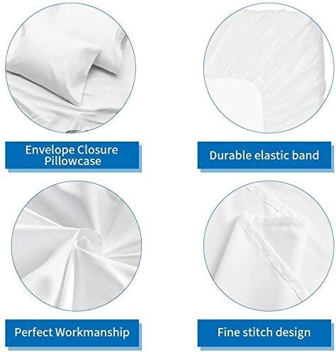 Miniatura 3 de Juego de sábanas de lujo de algodón elástico, se adapta a colchones de hasta 16 pulgadas, extra suave, fácil cuidado, 4 piezas (individual, 39