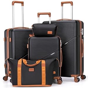 Luggage Sets 5 Piece Suitcases with Wheels, Suitcase Set ABS Hard Case Luggage with TSA Lock Spinner Wheels Durable Travel Luggage (5-Piece Set(20″/24″/28″))