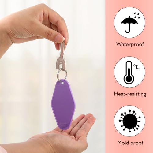 20 PCS Hotel Keychain Blanks, 5 Color Rainbow Plastic Rhombus Motel Keychains for DIY, with Keyrings