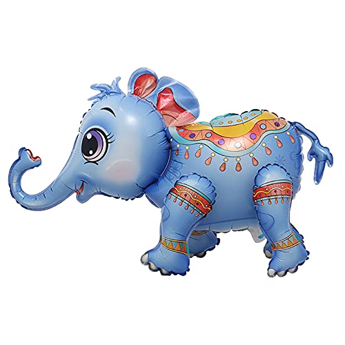 Self Standing 4D Cute Cartoon Giant Tiger Gorilla Elephantanimal Foil Balloon Happy Birthday Decorations Baby Shower Party Supplies Boys Toy (3D Elephant Blue) #TOP2