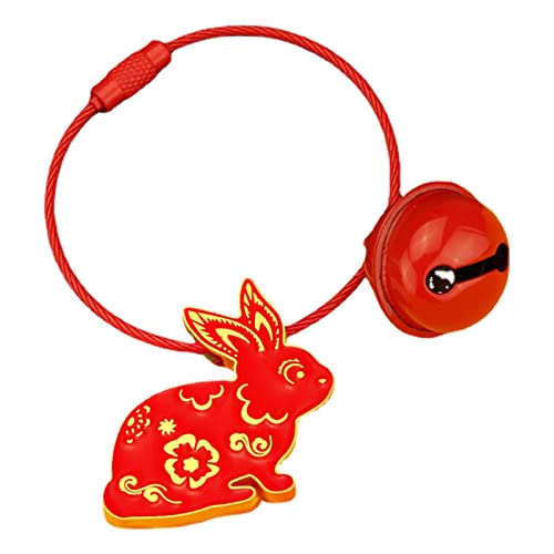 Chaveiro de coelho do zodíaco, chaveiro de coelho de sino com design de corda - chaveiro de coelho d