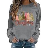 huifuao felpe natalizie da donna brutto maglione natalizio albero di natale manica lunga stampa donna vestito natalizio, grigio, xl