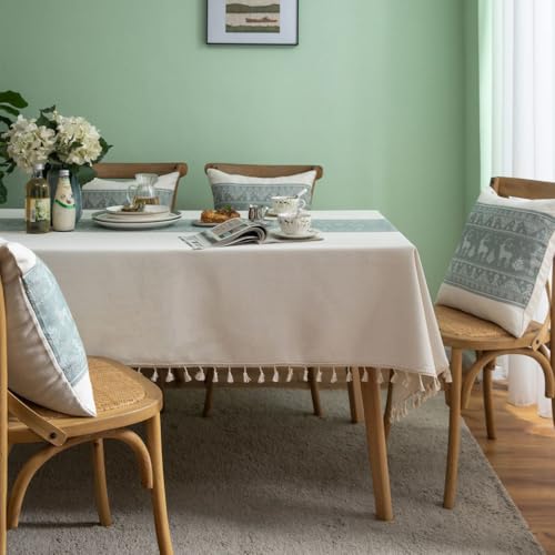 Nappe jacquard imitation coton lin protectrice pour table rectangulaire - 6