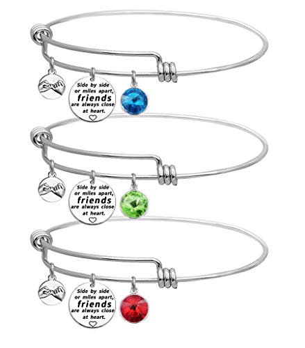 LINKY Set of 3 Best Friends Forever Bangle Bracelet (White Friends)