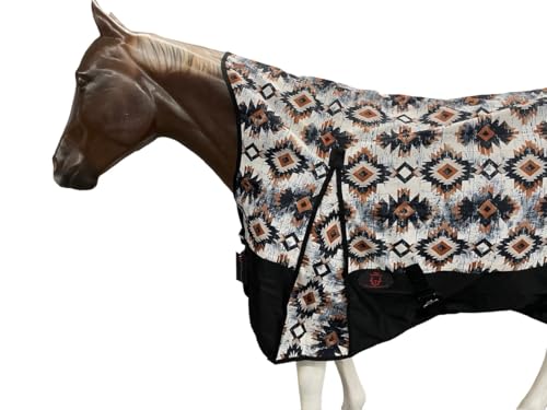 Image of 1200 Denier Horse Rain Sheet (Waterproof /Breathable & Wind Proof Turnout Sheet) Horse Breathable Rainsheet (Aztec-Beige, 72)