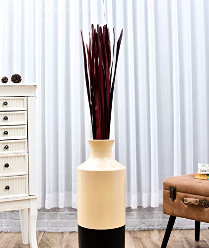 Image of Leewadee Tall Vase Filler , Dried Palm Leaves - 2 Bunches of Colored Decor for Floor Vases, Naturally Dried Arrangements for Vintage Or Modern House Decor, 45 inches, Bordeaux