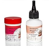 PHIMAGO Bügelfix ® 100ml - 2er-Set Nähpulver für Flächen & feine Stellen (NEUES DESIGN) - vielseitig & stark - Bügelpulver zur Reparatur von Kleidung - Textilkleber Pulver - waschmaschinen fest