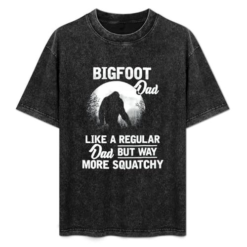 ERDANGJIA Bigfoot Dad Sasquatch Bigfoot Fathers Day Unisex T-Shirt Black Mens Top Tee S