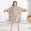 Wearable Blanket Hoodie for Kids Oversized Sherpa Blanket Hoodie for Kids Boys Girls Teens 6-13YR,Beige Cat #5