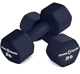 Fitness Republic 20LB Neoprene Workout Dumbbells Set of 2 - Non Slip, Anti Roll Exercise & Fitness D