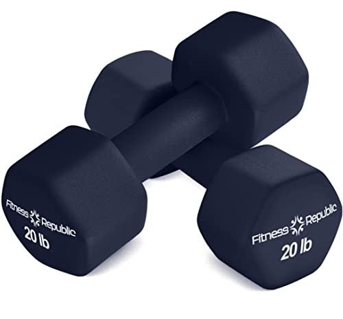 Fitness Republic 20Lb Neoprene Workout Dumbbells Set Of 2 - Non Slip, Anti Roll Exercise & Fitness Dumbbells - Hex Shaped Hand Weights For Men & Women - Ideal For Home And Gyms Training #TOP26
