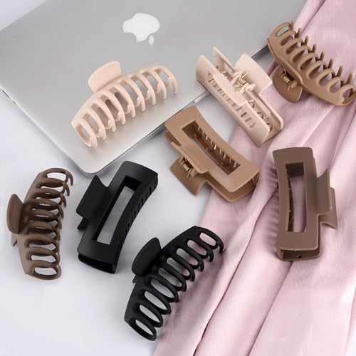 Image of ANNA CREATIONS 8 Pcs Korean Fashion Matte Hair Claw Clips Strong Hold Clutcher for Thick & Thin Hair Accessories Clutches for Women & Girls