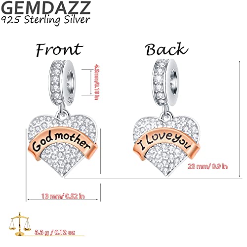 Gemdazz 2Pcs Set Golden Cross Heart Charms And Godmother Sparkling Love Pendant In 925 Sterling Silver Fit Bracelet #TOP4