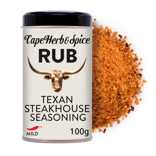 Cape Herb & Spice Rub Texan Steakhouse Seasoning Condiment, Chilli Rating Mild, 100 g Tin (Pack of 1)