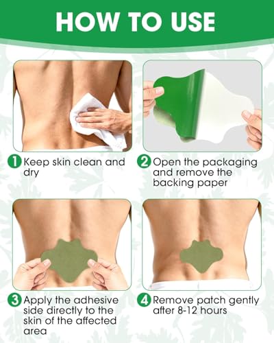 Image of HOOPOES Back Pain Relief Patches | Fast Acting Herbal Patch for Lower & Upper Back Pain, Muscle Strain & Sciatica Support | Hot & Cold Therapy | Long Lasting 8-12 Hours | Easy Peel & Stick (10 Patches)