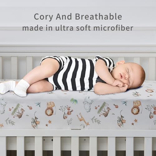 Image of Crib Sheet for Boys and Girls, Super Soft Microfibre Baby Crib Sheets Set, Breathable Cot Crib Sheet, for Cot and Toddler Mattress, 130x70x20cm, 2pcs, Blue