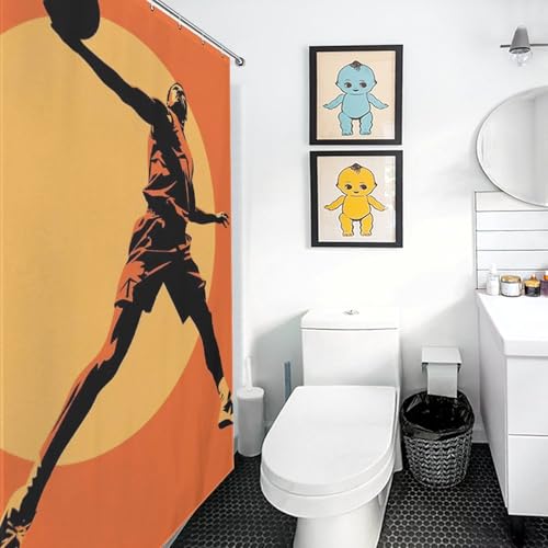 Rideau de douche basket-ball imperméable en polyester 152x183 cm - 3