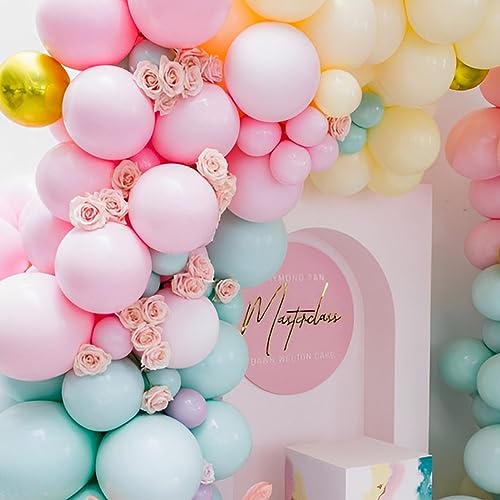 Image of Voircoloria 110pcs Pastel Balloons 12inch Macaron Latex Party Balloons for Graduation, Easter, Wedding, Birthday, Bridal Shower, Rainbow Party, Baby Shower, Anniversary Party Decorations