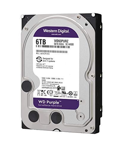 Image of Western Digital 6TB WD Purple Surveillance Internal Hard Drive HDD - SATA 6 Gb /s, 64 MB Cache, 3.5 inch - WD60PURZ