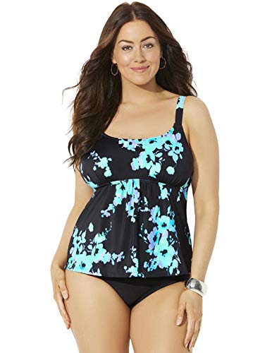 Amazon.com: Swimsuits For All Flared Tankini Set - Blue Poppies