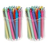 Yesesion 2 Pack Clear Pen Holder, Plastic Pencil Organizer for Desktop, Round Cup for Home Office Su