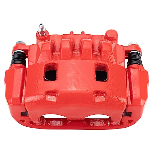 Image of TRQ Performance Front Driver and Passenger Side Brake Caliper Set Caliper Brackets Hardware Compatible with 03-06 Subaru Baja 03-10 Forester 03-05 Impreza WRX 02-12 Legacy 02-12 Outback