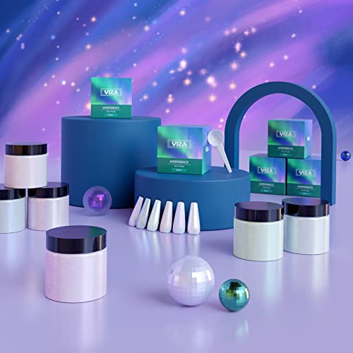 Viza Cosmetic Grade Mica Powder, 30G/1.06Oz Moonlight Interference Pigment Powder Chrome Nail Glitter For Nail Polish, Lip Gloss, Body Butter, Soap Making, Candle Dye, Bath Bombs - Silver White #TOP6