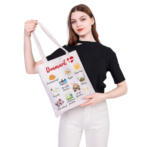 MEIKIUP Denmark Travel Culture Gift Danish Gems & Landmarks Souvenir Tote Bag Copenhagen Tourist Shoulder Bag3